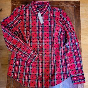 J.Crew Red Button Down Women's top size 8